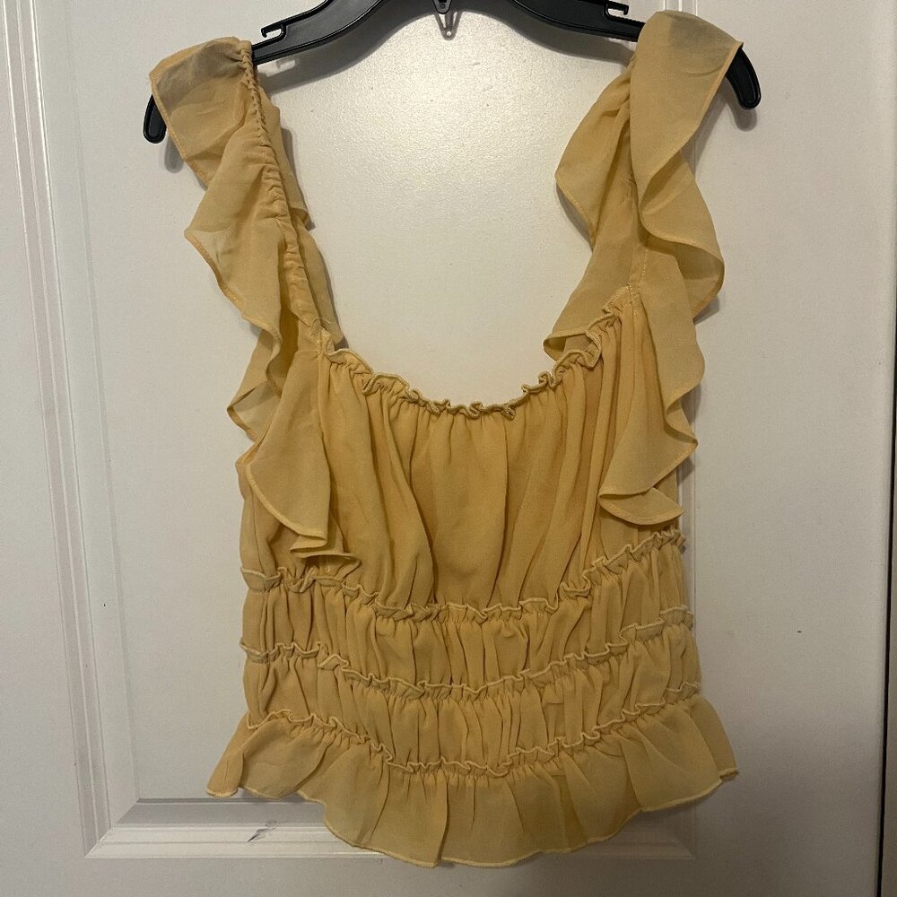 Yellow Milkmaid-style Ruffle Top